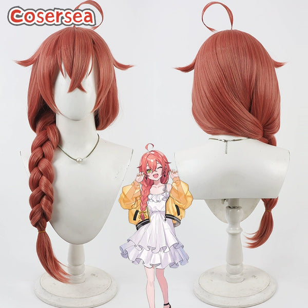 Cosersea Virtual YouTuber Shishido Akari 60cm Long Red Braided Cosplay Wigs