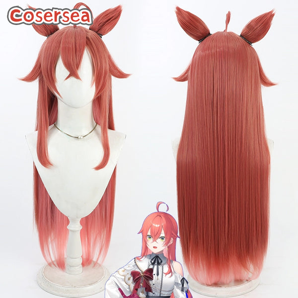 Virtual YouTuber Shishido Akari 90cm Mixed Orange Red Cosplay Wigs