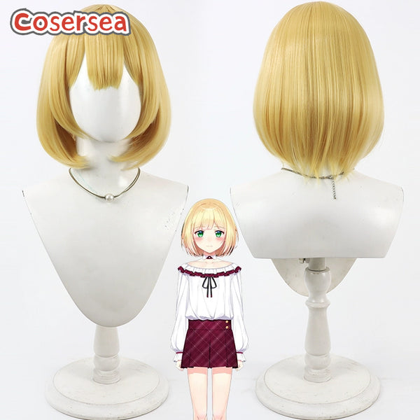 Cosersea Virtual YouTuber Suzuya Aki 30cm Blonde Bobo Cosplay Wigs
