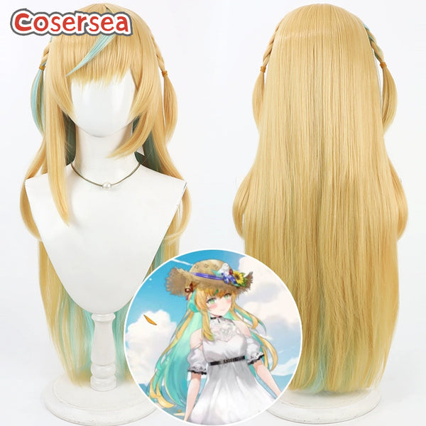 Cosersea Virtual YouTuber Tachitsute Toto 90cm Blonde Mixed Green Cosplay Wigs