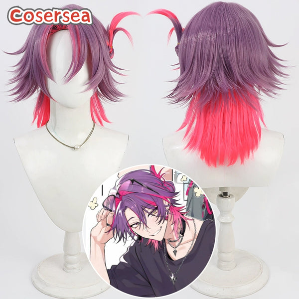Cosersea Virtual YouTuber Watarai Hibari 35cm Purple Mixed Pink Cosplay Wigs