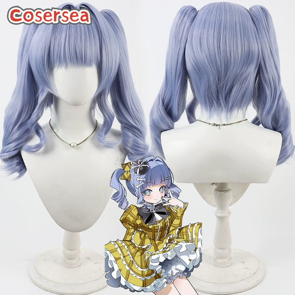 Cosersea Virtual YouTuber Yano Kuromu Wavy Light Blue Ponytail Cosplay Wigs