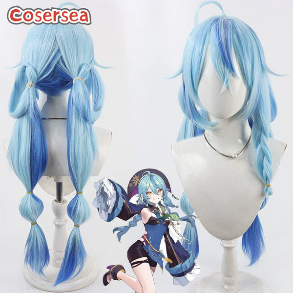 Cosersea Virtual YouTuber Yukihana Lamy 90cm Mixed Blue Ponytail Cosplay Wigs