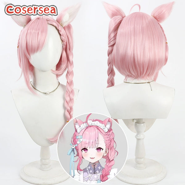 Cosersea Virtual YouTuber Yuuki Sakuna Pink Cosplay Wigs With Ears