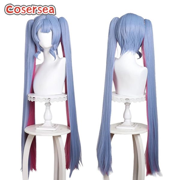 Vocaloid Rabbit Hole 100cm Blue Mixed Pink Ponytail Cosplay Wigs