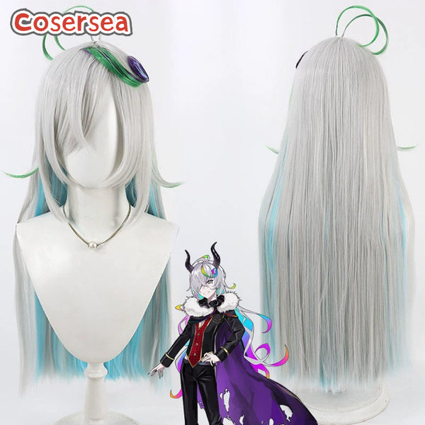 Cosersea WACCA Collaboration Chapter 2 Arcaea 80cm Silver White Mixed Blue Green Cosplay Wigs