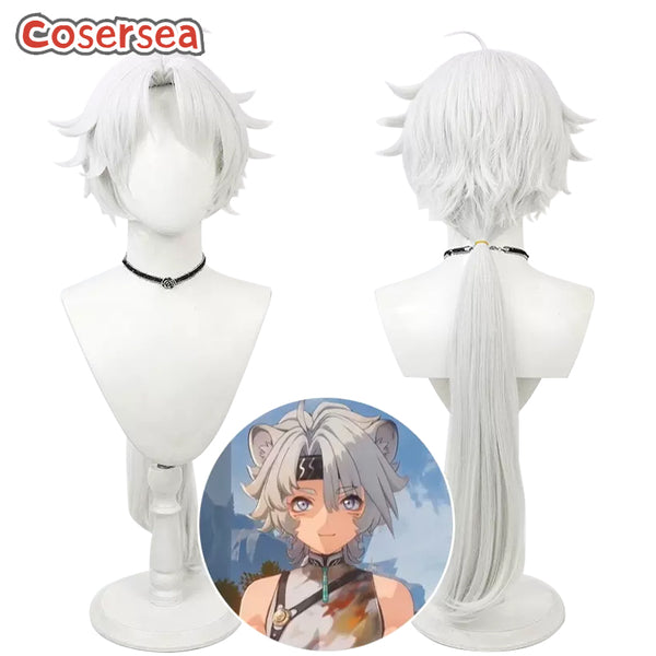 Wuthering Waves Lingyang 80cm Long Silver White Cosplay Wigs