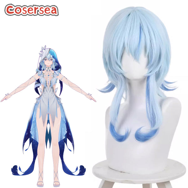 Wuthering Waves The Shorekeeper 50cm Light Blue Mixed Cosplay Wigs