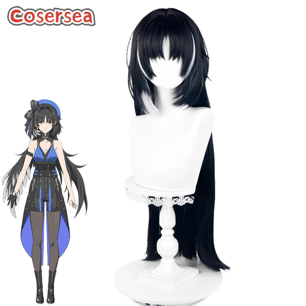 Wuthering Waves Yangyang 90cm Long Black Mixed White Cosplay Wigs