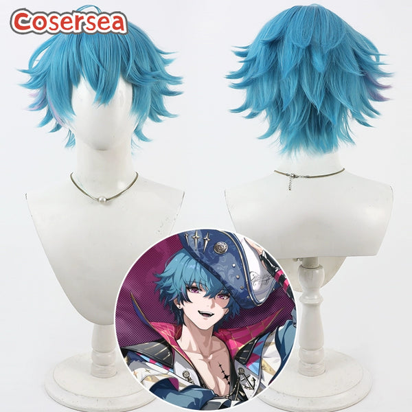 Cosersea Wuthering Waves Brant 30cm Blue Mixed Purple Cosplay Wigs