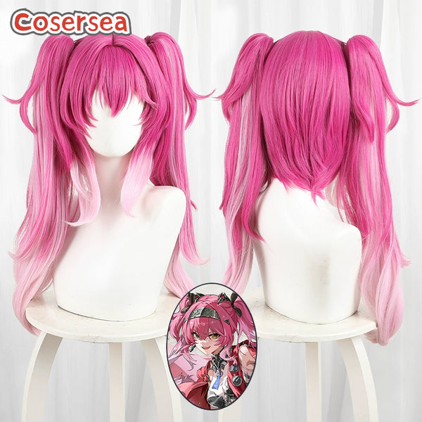 Cosersea Wuthering Waves Lupa 60cm Long Pink Gradient Ponytail Cosplay Wigs