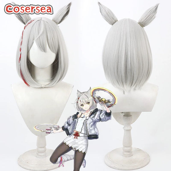 Xenoblade Chronicles Masatsugu Saito 35cm Silver White Mixed Red Cosplay Wigs