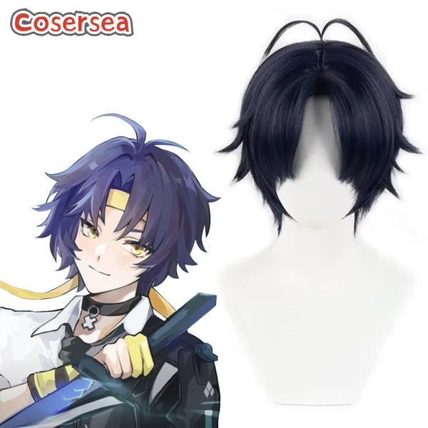Zenless Zone Zero Asaba Harumasa 30cm Black Blue Cosplay Wigs