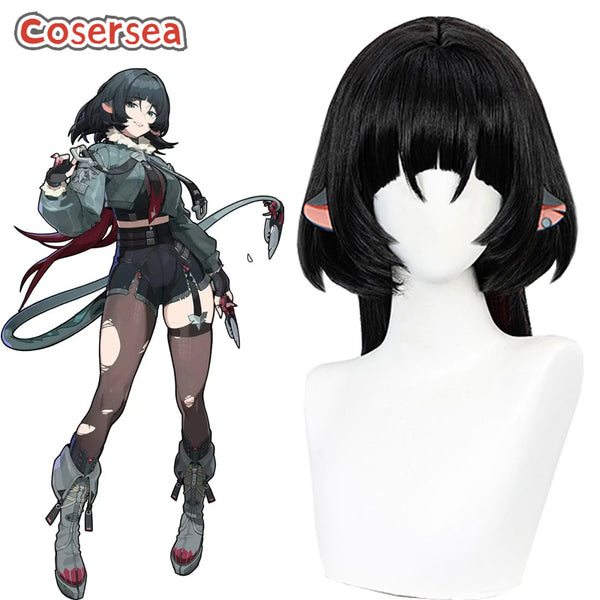 Zenless Zone Zero Jane Doe 75cm Black Mixed Red Cosplay Wigs