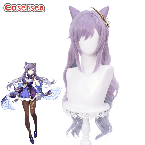 Genshin Impact Keqing Mixed Purple Ponytail Cosplay Wigs